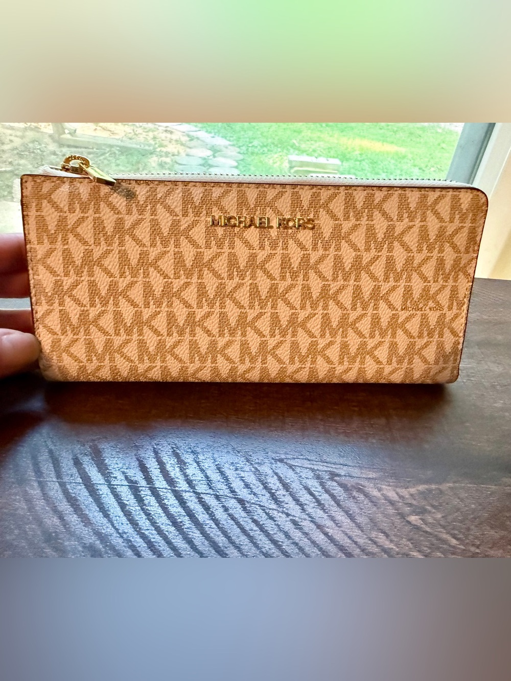 Michael Kors Beige Signature Zip Wallet